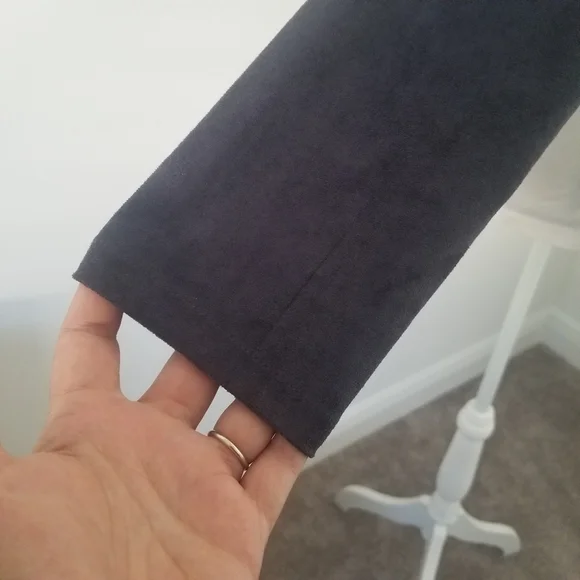 Market Cropped Blue Suede Top Sz Large - Picture 11 of 13